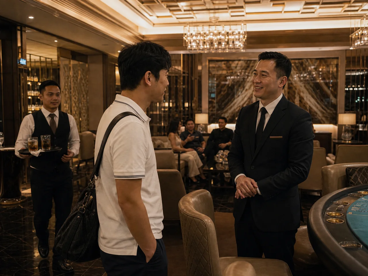 Hann Clark VIP 라운지의 프라이빗 테이블과 호스트 안내 분위기
