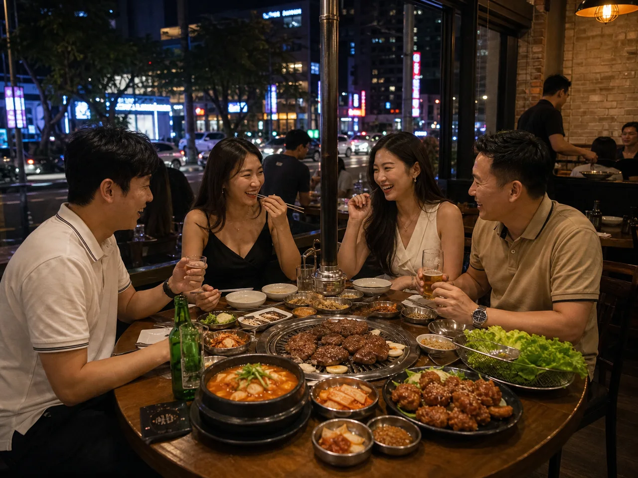마카티 한식당 거리와 갈비 치맥 테이블