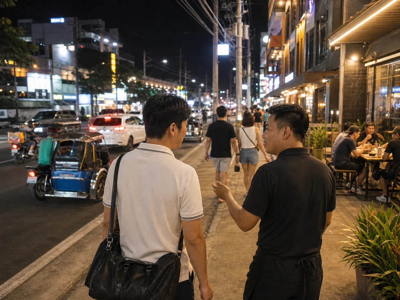 클락 Friendship Highway 야간 한식당 거리 풍경
