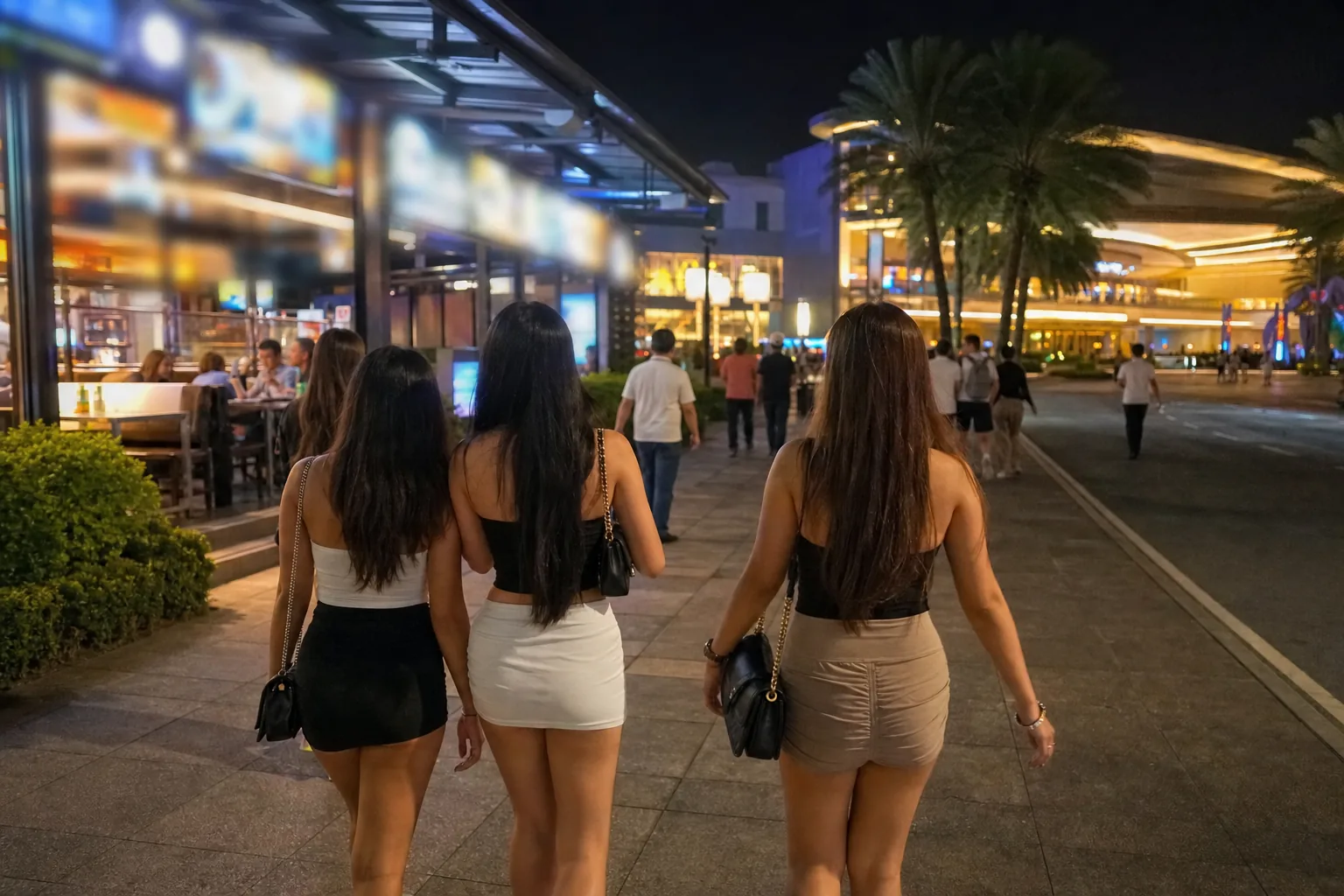 Clark after-casino nightlife walk and street lights
