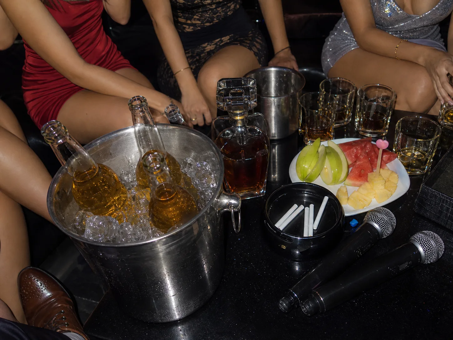 KTV room bottle table from traveler POV