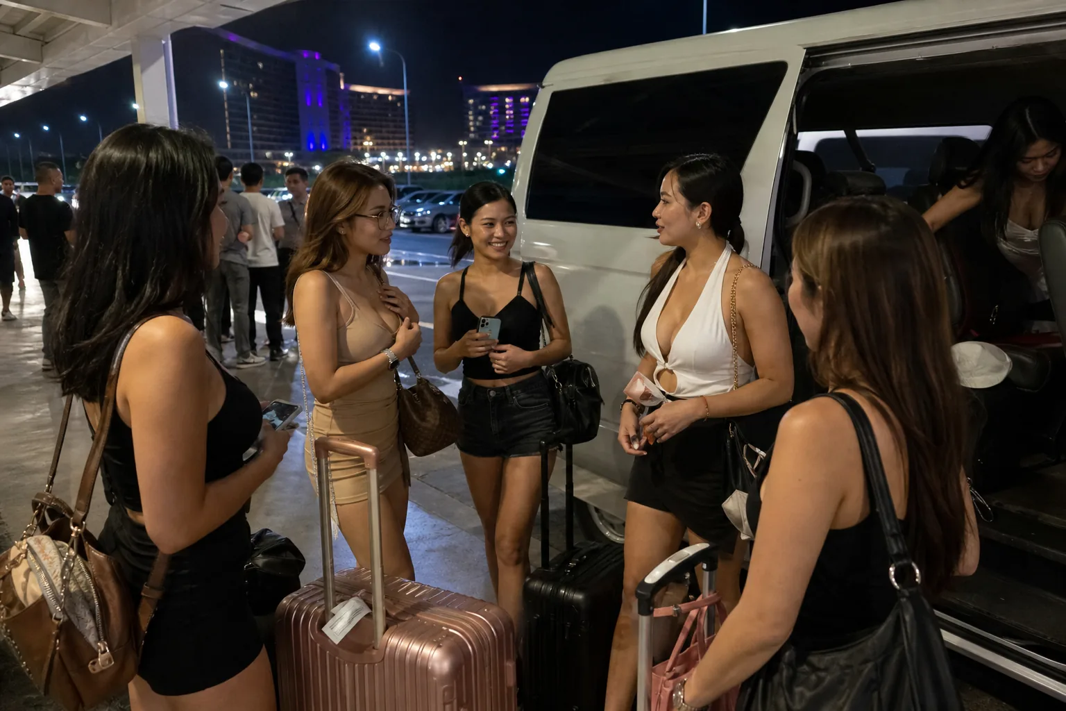Clark night van pickup outside a nightlife venue