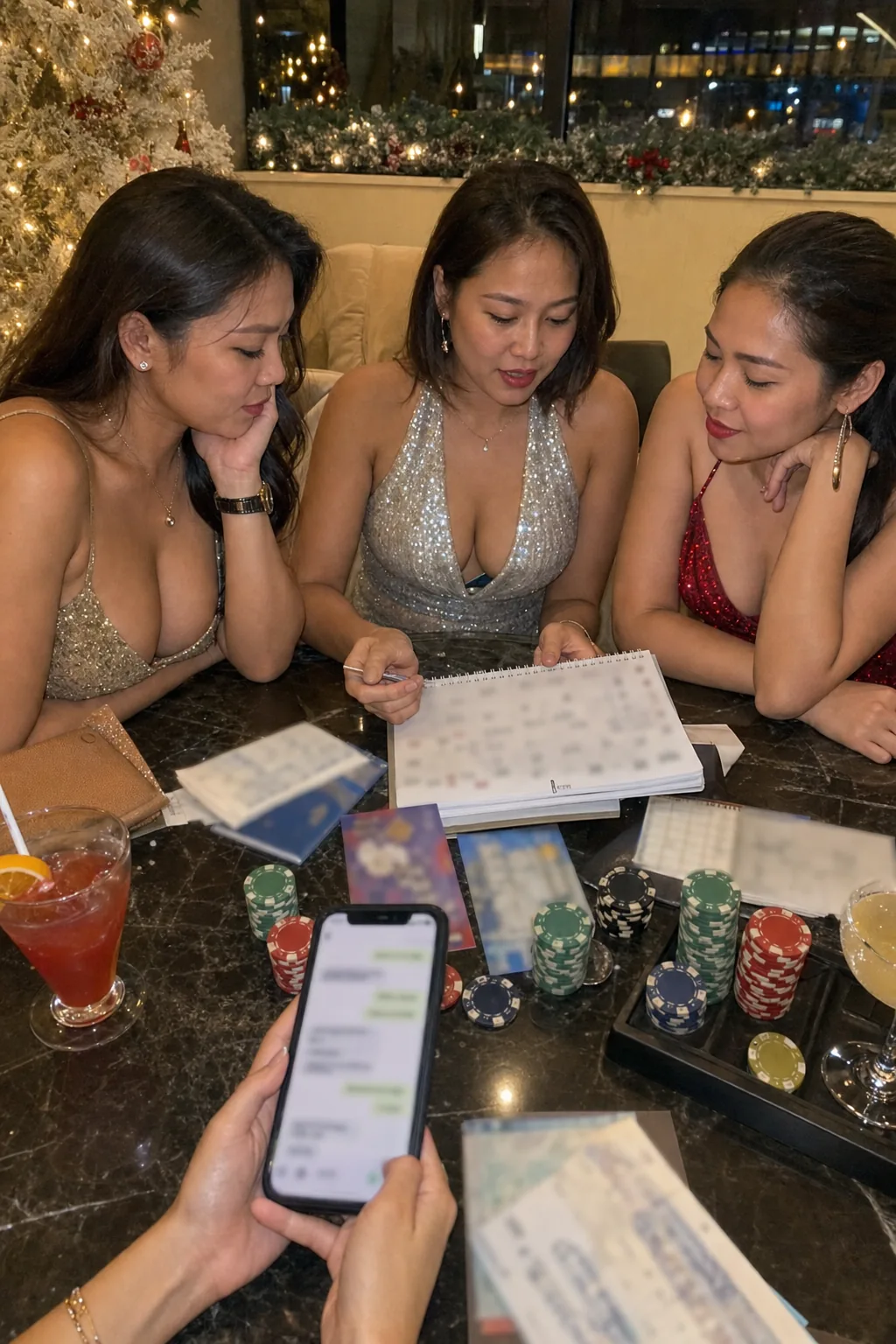 Casino lounge menu table used for hotel casino operation notes