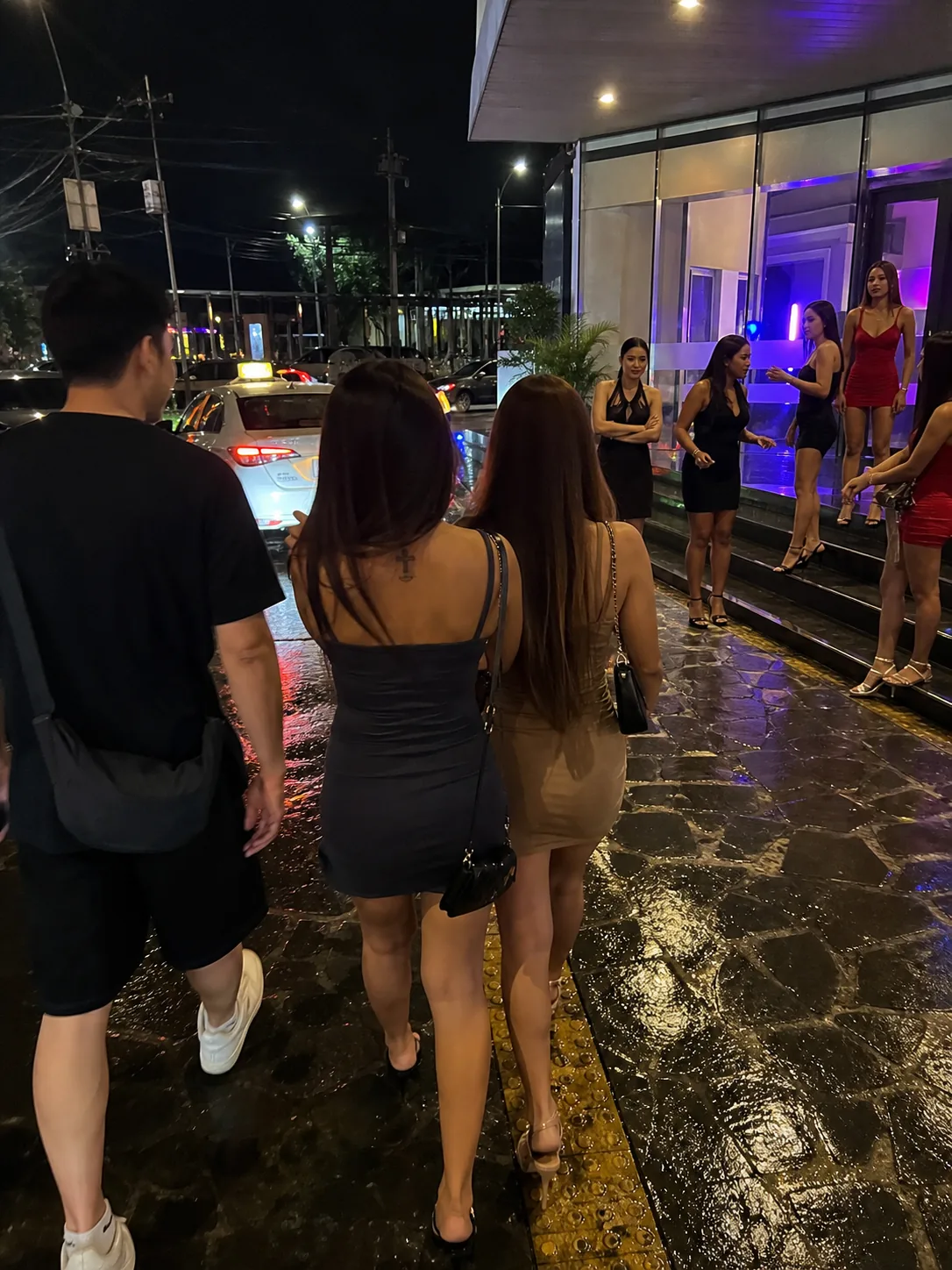 Walking Street night backview and neon reflections